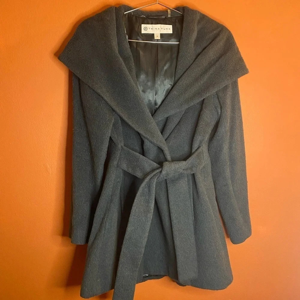Trina Turk Emma Wool Blend Tie Belt Coat